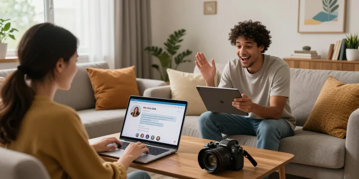 Free AI sex chat session with diverse participants in cozy home environments engaging in lively conversations.